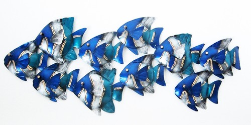 School blue fish metal - of, wall