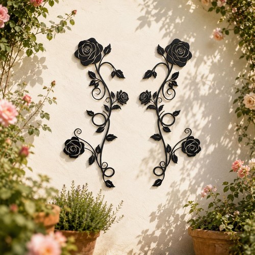 2pcs metal rose wall - 2pcs, art